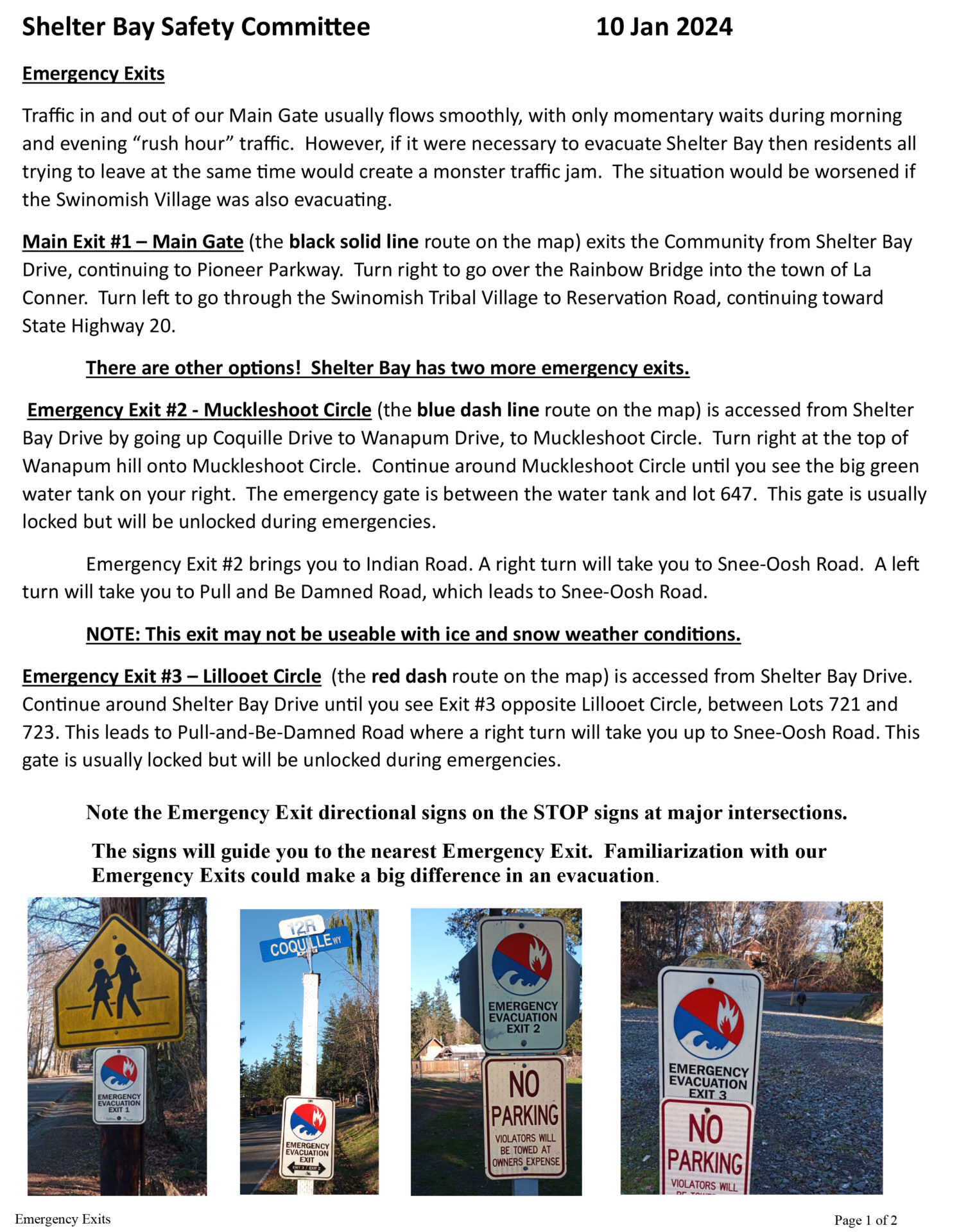 Emergency Exits Shelter Bay Community Emergency Exits Page 1 
